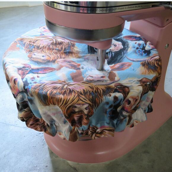 Kitchenaid Bowl Cover, Cows and Floral Reversible Mixer Cover - Picture 7 of 7